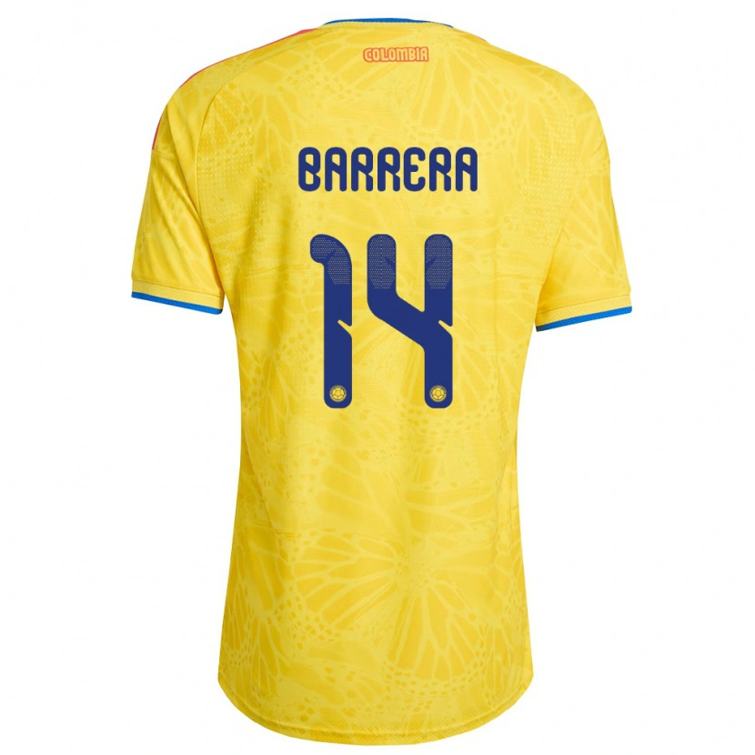 Danxen Kvinnor Colombia Jordan Barrera #14 Gul Blå Röd Hemmatröja Matchtröjor 26-28 Tröjor T-Tröja