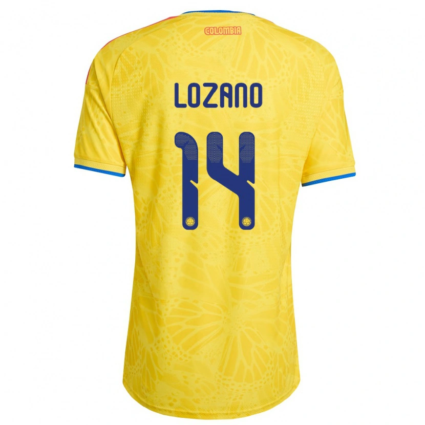 Danxen Kvinnor Colombia Matías Lozano #14 Gul Blå Röd Hemmatröja Matchtröjor 26-28 Tröjor T-Tröja