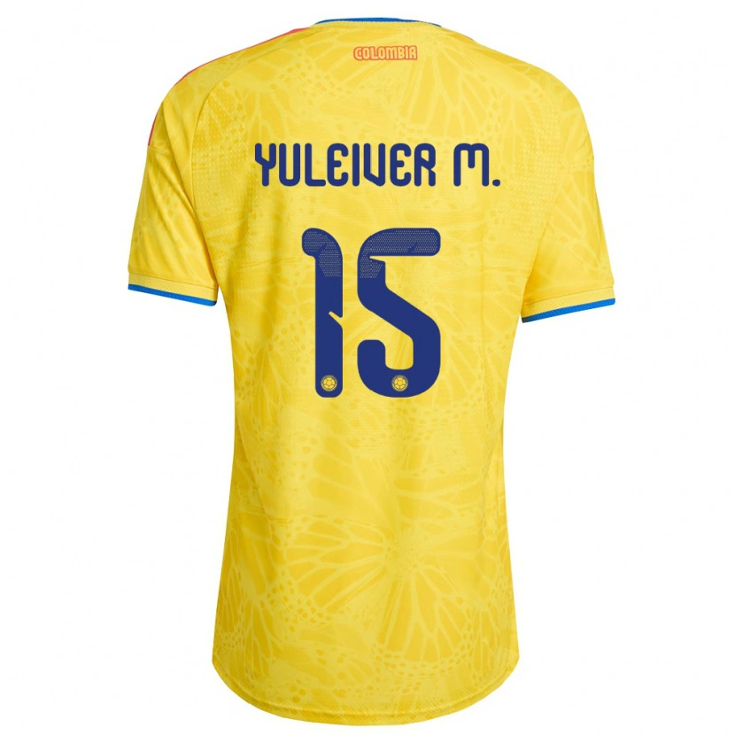 Danxen Kvinnor Colombia Yuleiver Mosquera #15 Gul Blå Röd Hemmatröja Matchtröjor 26-28 Tröjor T-Tröja