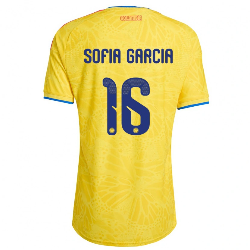 Danxen Kvinnor Colombia Sofía García #16 Gul Blå Röd Hemmatröja Matchtröjor 26-28 Tröjor T-Tröja