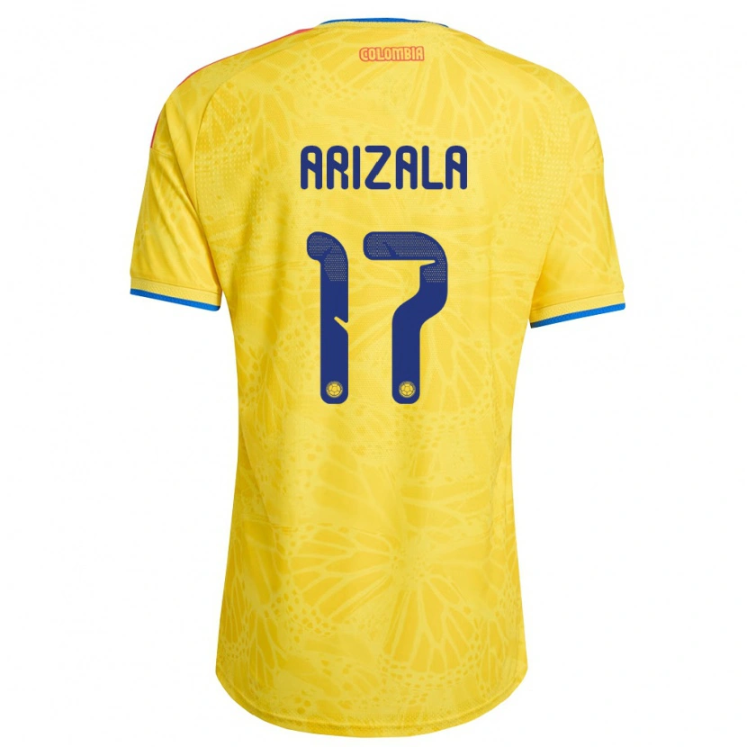 Danxen Kvinnor Colombia Juan Arizala #17 Gul Blå Röd Hemmatröja Matchtröjor 26-28 Tröjor T-Tröja