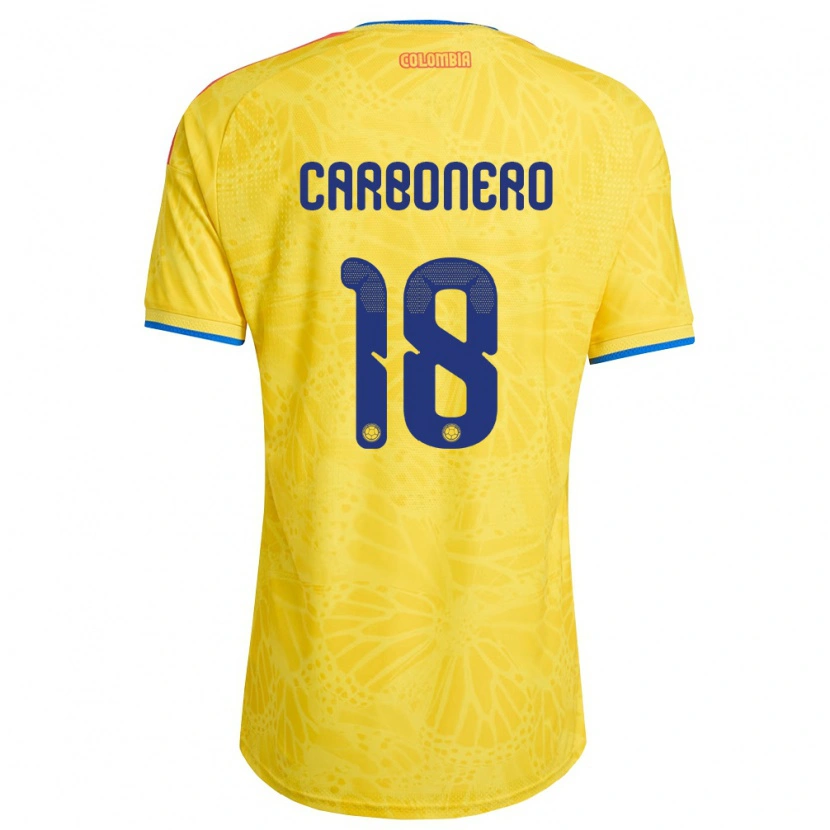 Danxen Kvinnor Colombia Johan Carbonero #18 Gul Blå Röd Hemmatröja Matchtröjor 26-28 Tröjor T-Tröja