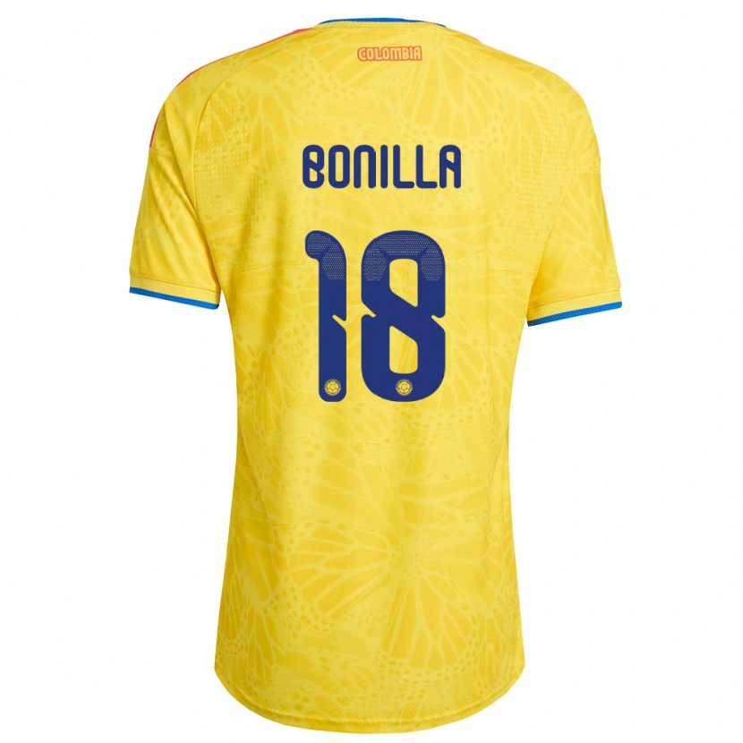 Danxen Kvinnor Colombia Wendy Bonilla #18 Gul Blå Röd Hemmatröja Matchtröjor 26-28 Tröjor T-Tröja