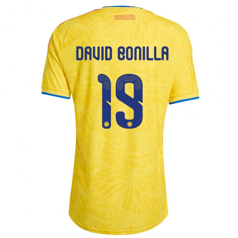 Danxen Kvinnor Colombia Juan David Bonilla #19 Gul Blå Röd Hemmatröja Matchtröjor 26-28 Tröjor T-Tröja