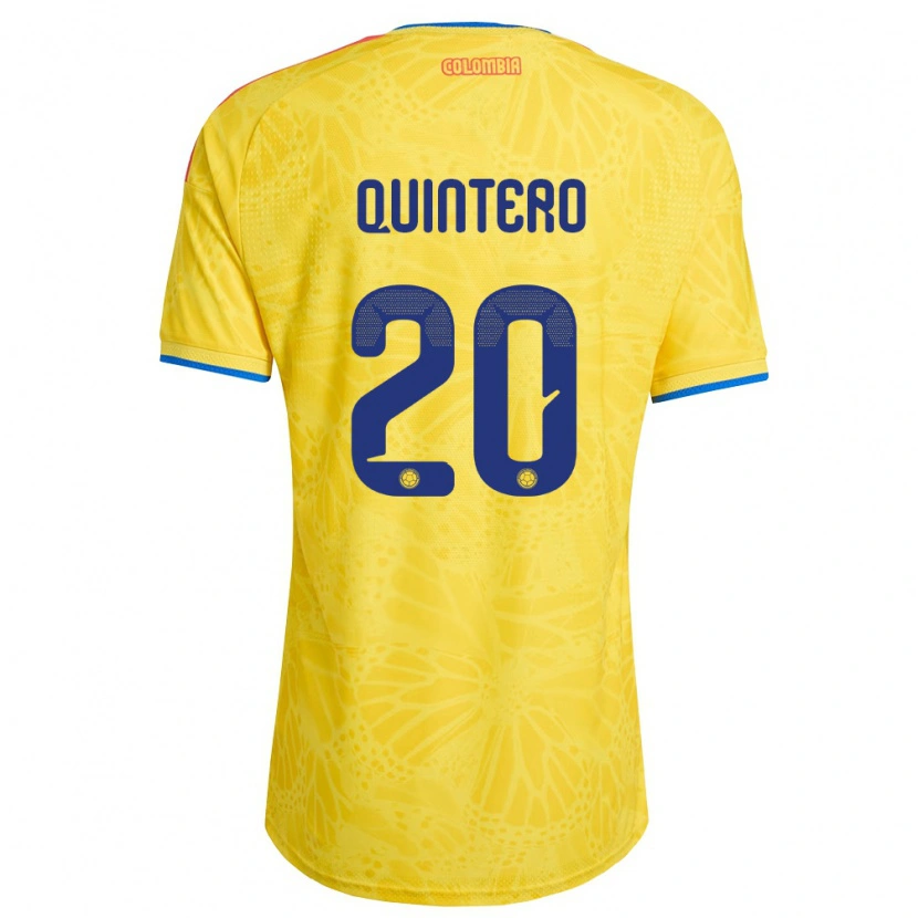Danxen Kvinnor Colombia Juan Fernando Quintero #20 Gul Blå Röd Hemmatröja Matchtröjor 26-28 Tröjor T-Tröja