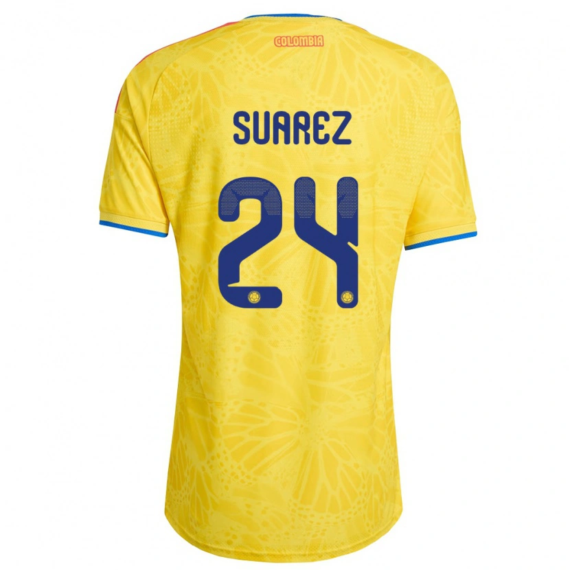 Danxen Kvinnor Colombia Luis Suárez #24 Gul Blå Röd Hemmatröja Matchtröjor 26-28 Tröjor T-Tröja