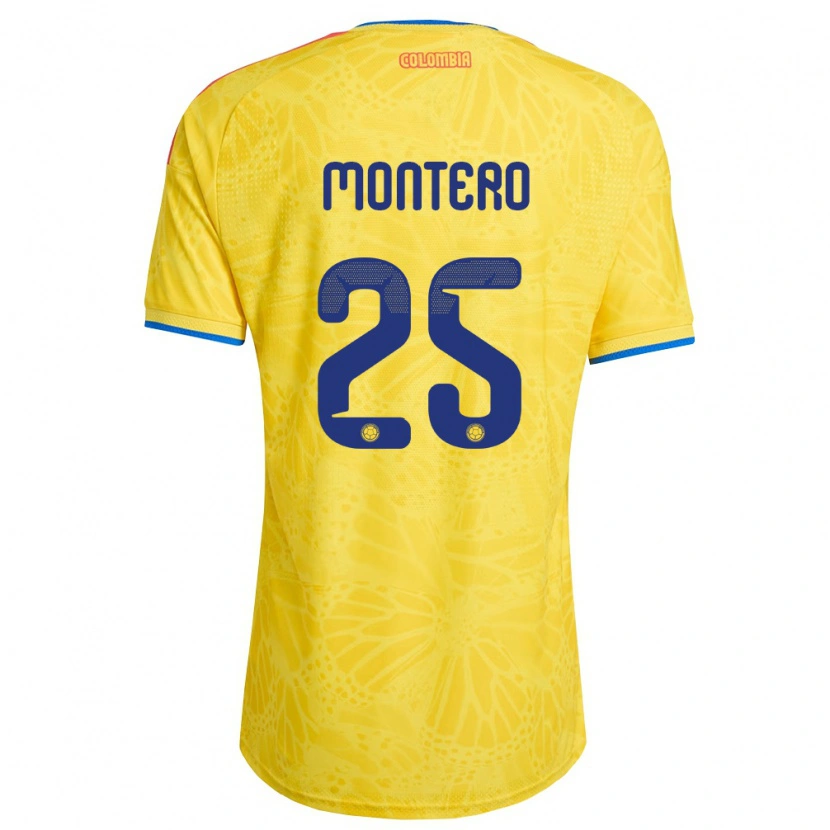 Danxen Kvinnor Colombia Álvaro Montero #25 Gul Blå Röd Hemmatröja Matchtröjor 26-28 Tröjor T-Tröja