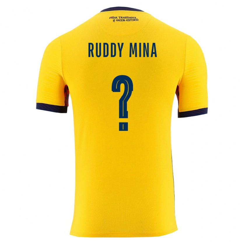 Danxen Kvinnor Ecuador Ruddy Mina #0 Gul Marin Hemmatröja Matchtröjor 26-28 Tröjor T-Tröja