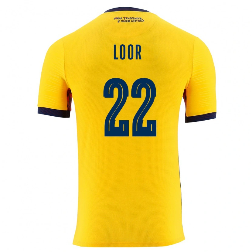Danxen Kvinnor Ecuador Cristhian Loor #22 Gul Marin Hemmatröja Matchtröjor 26-28 Tröjor T-Tröja