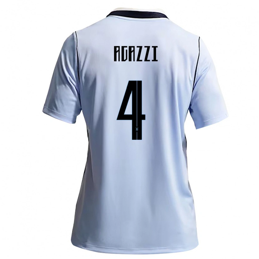 Danxen Kvinnor Uruguay Lucas Agazzi #4 Himmelblå Vit Hemmatröja Matchtröjor 26-28 Tröjor T-Tröja