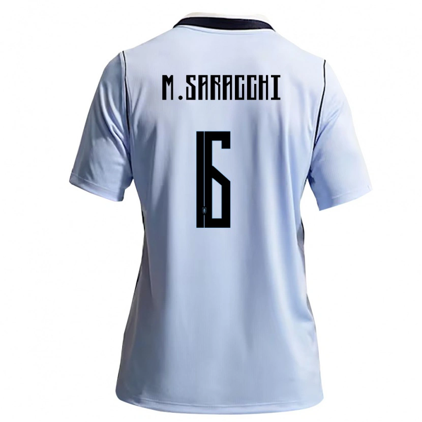 Danxen Kvinnor Uruguay Marcelo Saracchi #6 Himmelblå Vit Hemmatröja Matchtröjor 26-28 Tröjor T-Tröja
