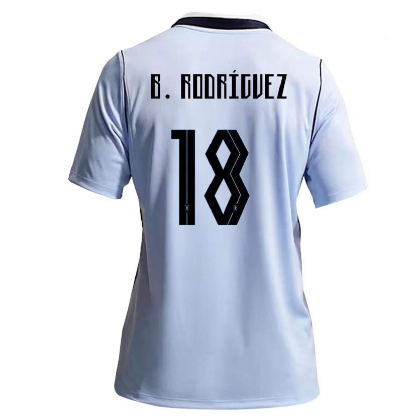 Danxen Kvinnor Uruguay Brian Rodríguez #18 Himmelblå Vit Hemmatröja Matchtröjor 26-28 Tröjor T-Tröja