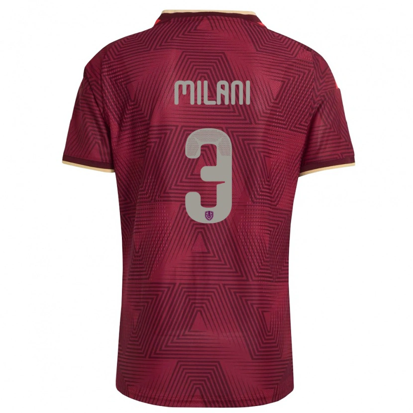 Danxen Kvinnor Venezuela Alessandro Milani #3 Burgund Guld Gul Hemmatröja Matchtröjor 26-28 Tröjor T-Tröja