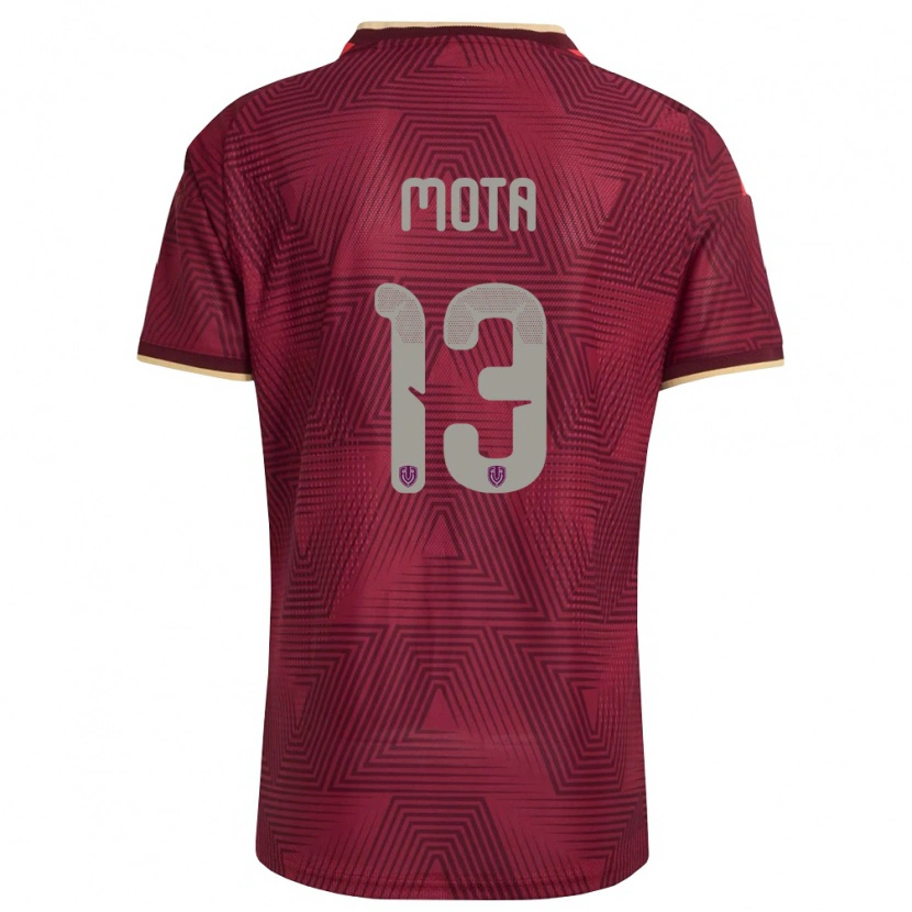 Danxen Kvinnor Venezuela Angel Mota #13 Burgund Guld Gul Hemmatröja Matchtröjor 26-28 Tröjor T-Tröja