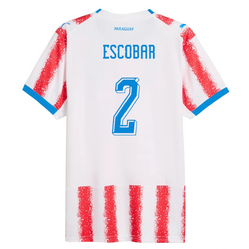 Danxen Kvinnor Paraguay Bruno Escobar #2 Vit Röd Blå Hemmatröja Matchtröjor 26-28 Tröjor T-Tröja