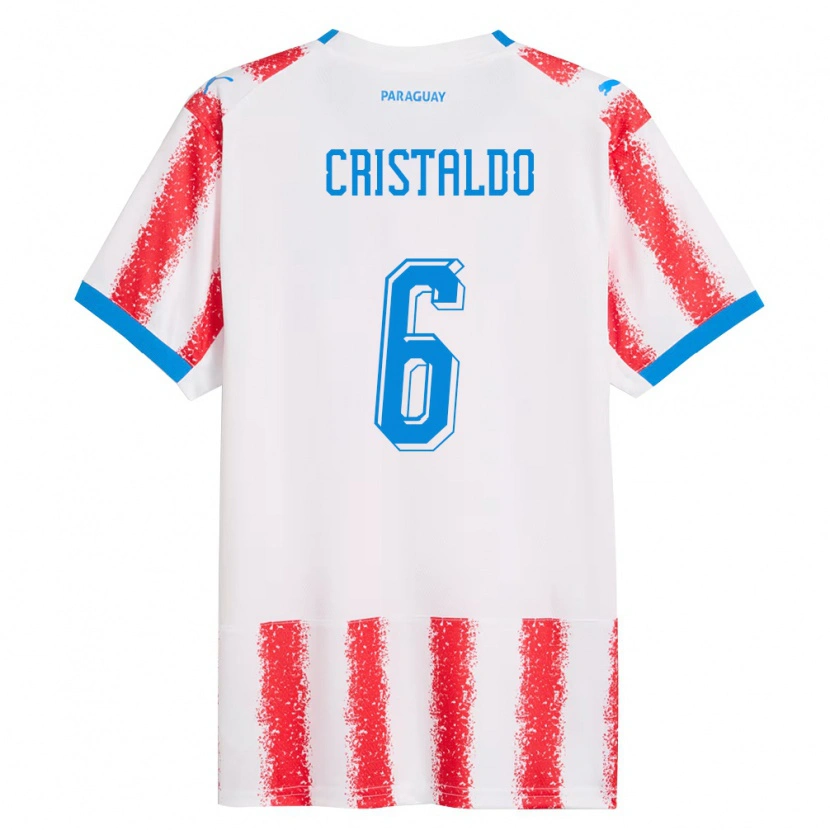 Danxen Kvinnor Paraguay Leo Cristaldo #6 Vit Röd Blå Hemmatröja Matchtröjor 26-28 Tröjor T-Tröja