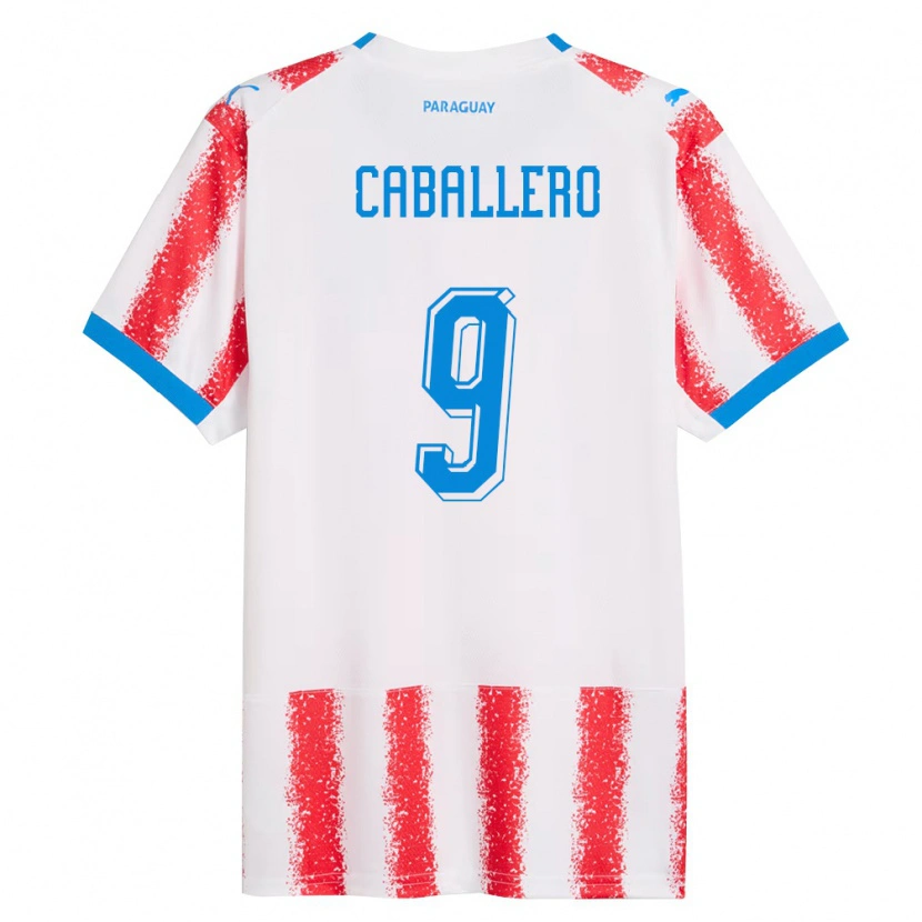 Danxen Kvinnor Paraguay Tiago Caballero #9 Vit Röd Blå Hemmatröja Matchtröjor 26-28 Tröjor T-Tröja