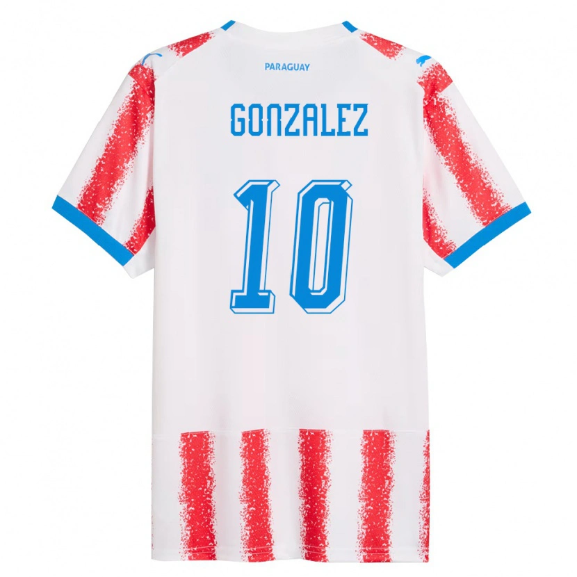 Danxen Kvinnor Paraguay Enso González #10 Vit Röd Blå Hemmatröja Matchtröjor 26-28 Tröjor T-Tröja