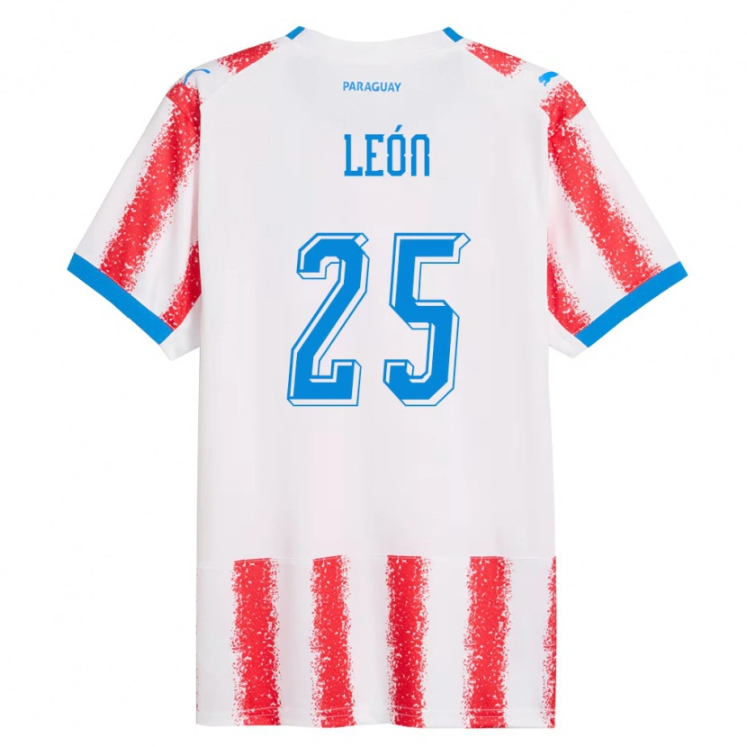 Danxen Kvinnor Paraguay Diego León #25 Vit Röd Blå Hemmatröja Matchtröjor 26-28 Tröjor T-Tröja