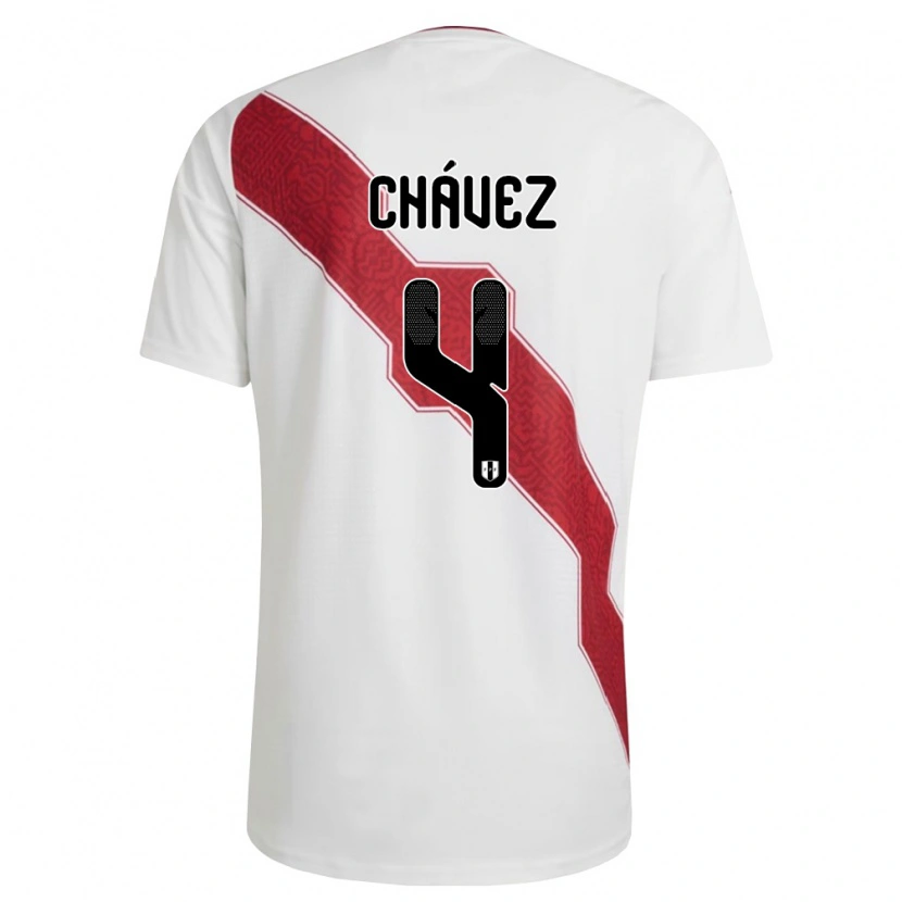 Danxen Kvinnor Peru Gianfranco Chávez #4 Vit Röd Svart Hemmatröja Matchtröjor 26-28 Tröjor T-Tröja