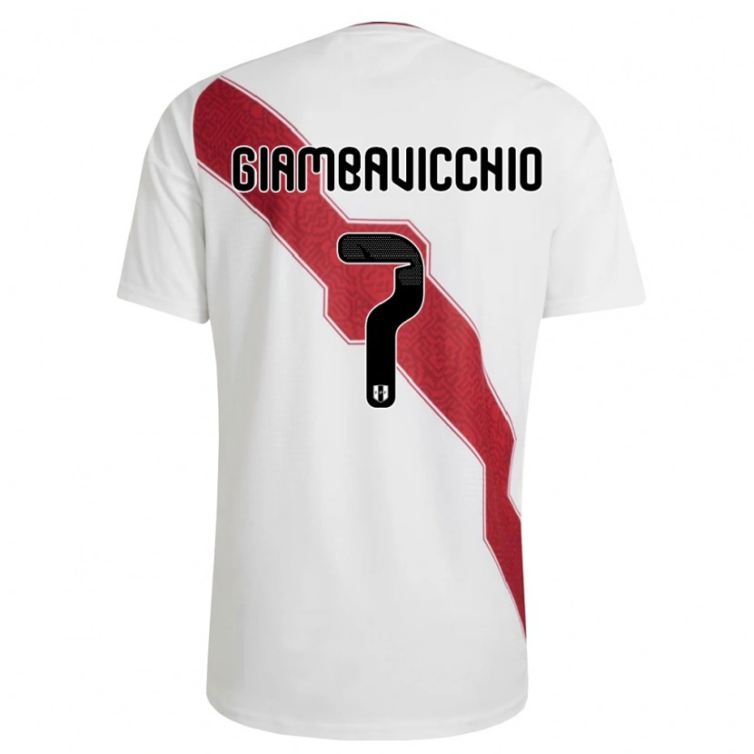Danxen Kvinnor Peru Franco Giambavicchio #7 Vit Röd Svart Hemmatröja Matchtröjor 26-28 Tröjor T-Tröja