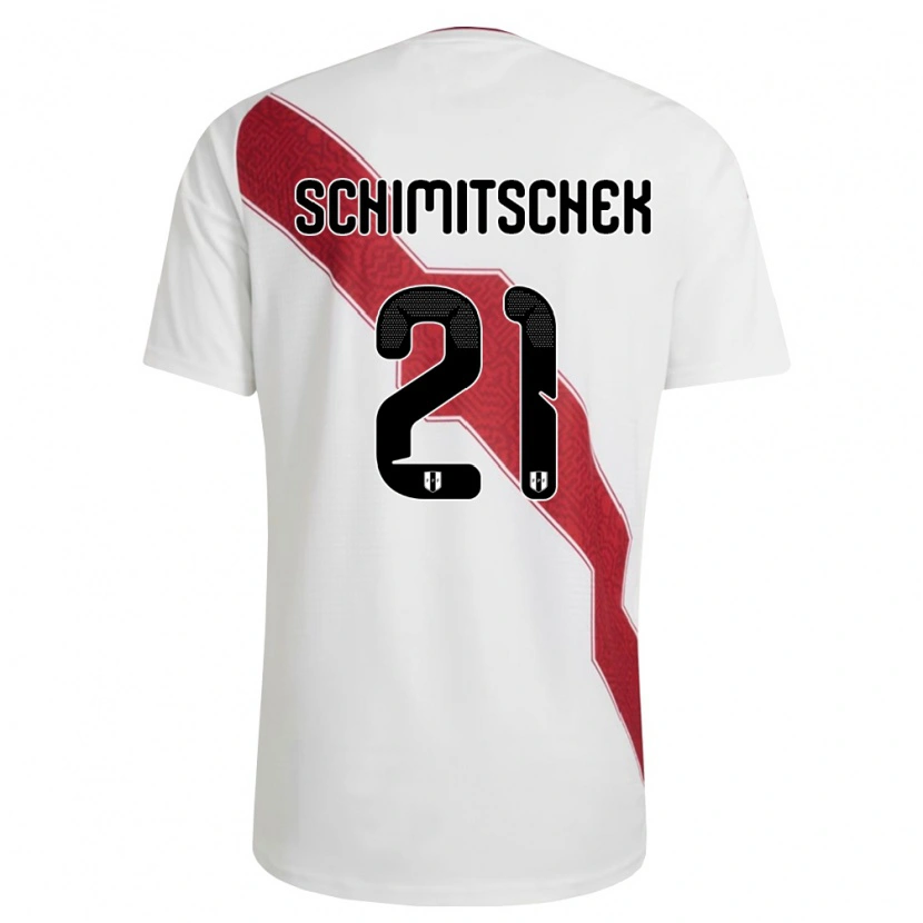Danxen Kvinnor Peru Ian Schimitschek #21 Vit Röd Svart Hemmatröja Matchtröjor 26-28 Tröjor T-Tröja