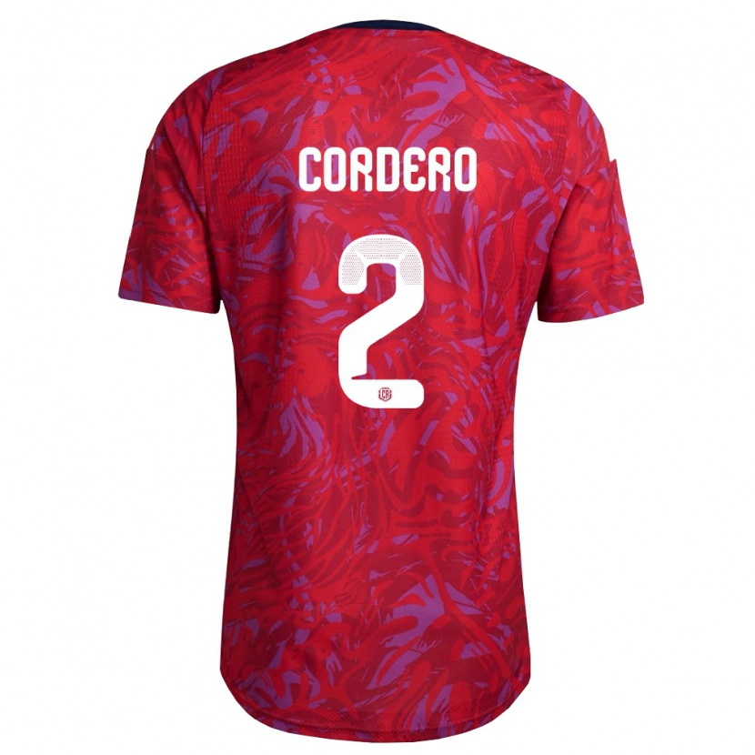 Danxen Kvinnor Costa Rica Matías Cordero #2 Röd Lila Marin Hemmatröja Matchtröjor 26-28 Tröjor T-Tröja