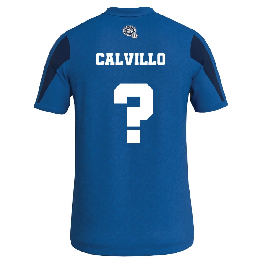 Danxen Kvinnor El Salvador Eric Calvillo #0 Blå Marin Hemmatröja Matchtröjor 26-28 Tröjor T-Tröja