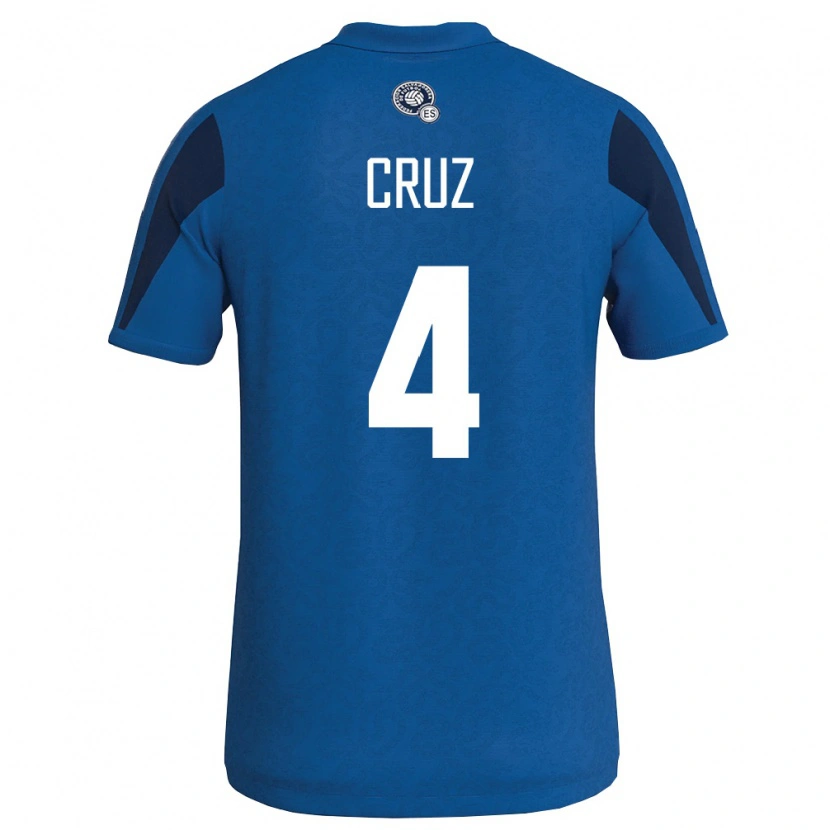 Danxen Kvinnor El Salvador Jorge Cruz #4 Blå Marin Hemmatröja Matchtröjor 26-28 Tröjor T-Tröja