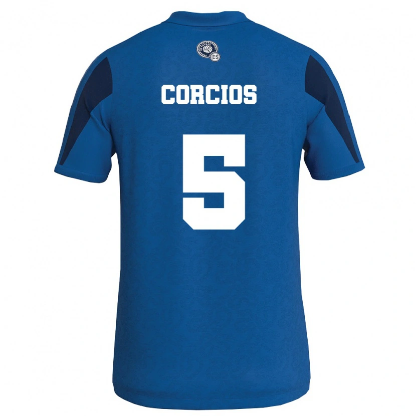 Danxen Kvinnor El Salvador Allan Corcios #5 Blå Marin Hemmatröja Matchtröjor 26-28 Tröjor T-Tröja