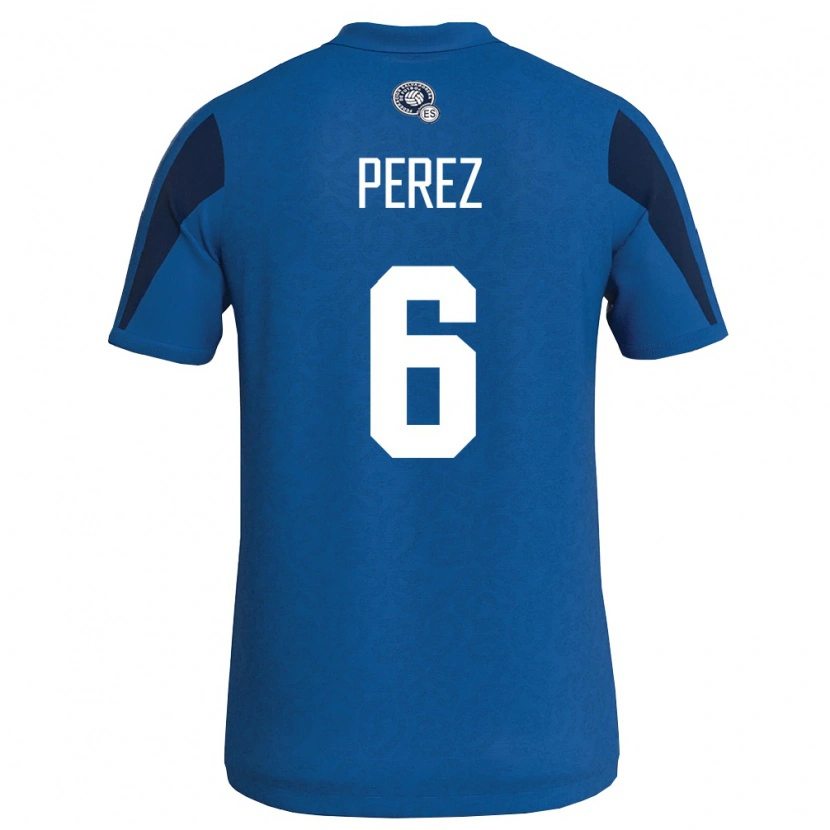 Danxen Kvinnor El Salvador Joshua Pérez #6 Blå Marin Hemmatröja Matchtröjor 26-28 Tröjor T-Tröja