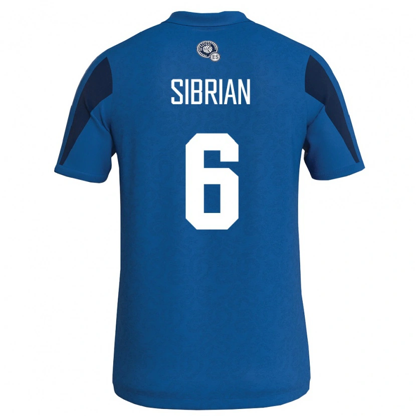 Danxen Kvinnor El Salvador David Sibrian #6 Blå Marin Hemmatröja Matchtröjor 26-28 Tröjor T-Tröja