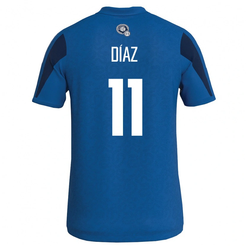 Danxen Kvinnor El Salvador Nelson Díaz #11 Blå Marin Hemmatröja Matchtröjor 26-28 Tröjor T-Tröja