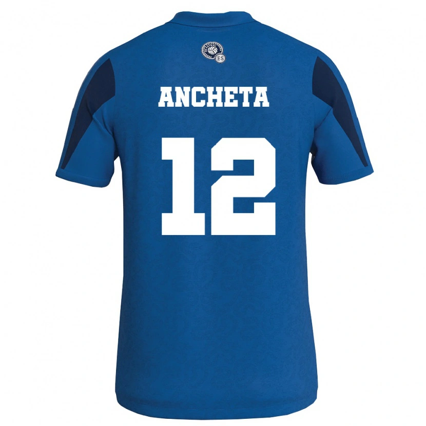 Danxen Kvinnor El Salvador Jeffren Ancheta #12 Blå Marin Hemmatröja Matchtröjor 26-28 Tröjor T-Tröja