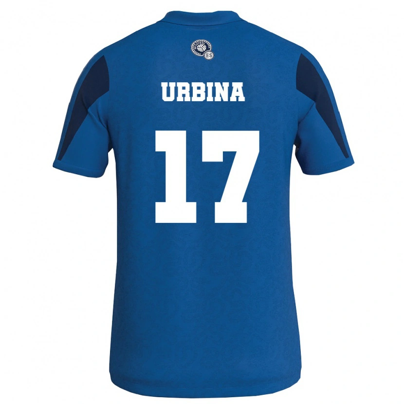 Danxen Kvinnor El Salvador Melvin Urbina #17 Blå Marin Hemmatröja Matchtröjor 26-28 Tröjor T-Tröja