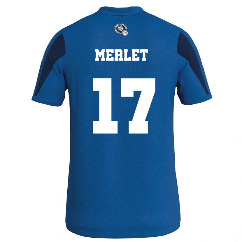 Danxen Kvinnor El Salvador Santiago Merlet #17 Blå Marin Hemmatröja Matchtröjor 26-28 Tröjor T-Tröja