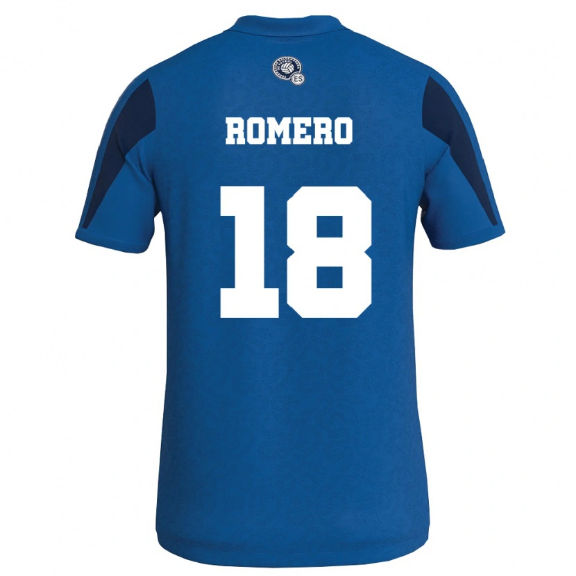 Danxen Kvinnor El Salvador Tomás Romero #18 Blå Marin Hemmatröja Matchtröjor 26-28 Tröjor T-Tröja