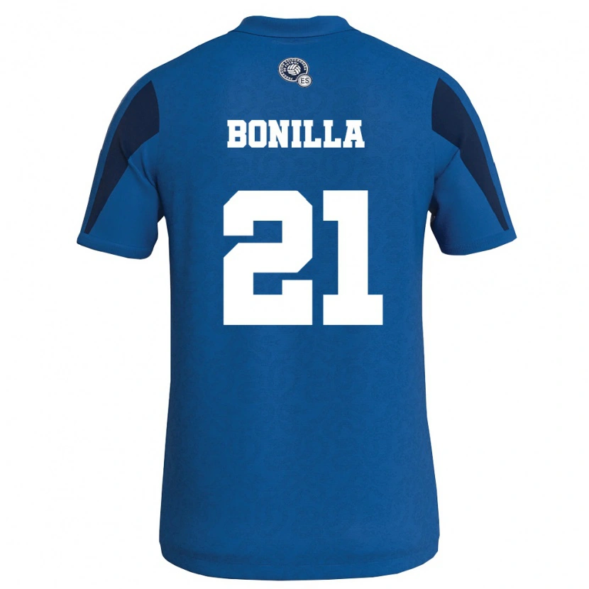 Danxen Kvinnor El Salvador Elmer Bonilla #21 Blå Marin Hemmatröja Matchtröjor 26-28 Tröjor T-Tröja
