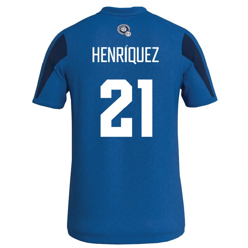 Danxen Kvinnor El Salvador Alejandro Henríquez #21 Blå Marin Hemmatröja Matchtröjor 26-28 Tröjor T-Tröja