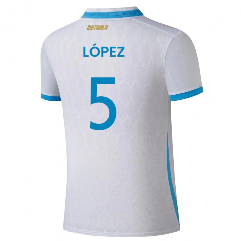 Danxen Kvinnor Gwatemala Jeffery López #5 Vit Himmelblå Guld Hemmatröja Matchtröjor 26-28 Tröjor T-Tröja