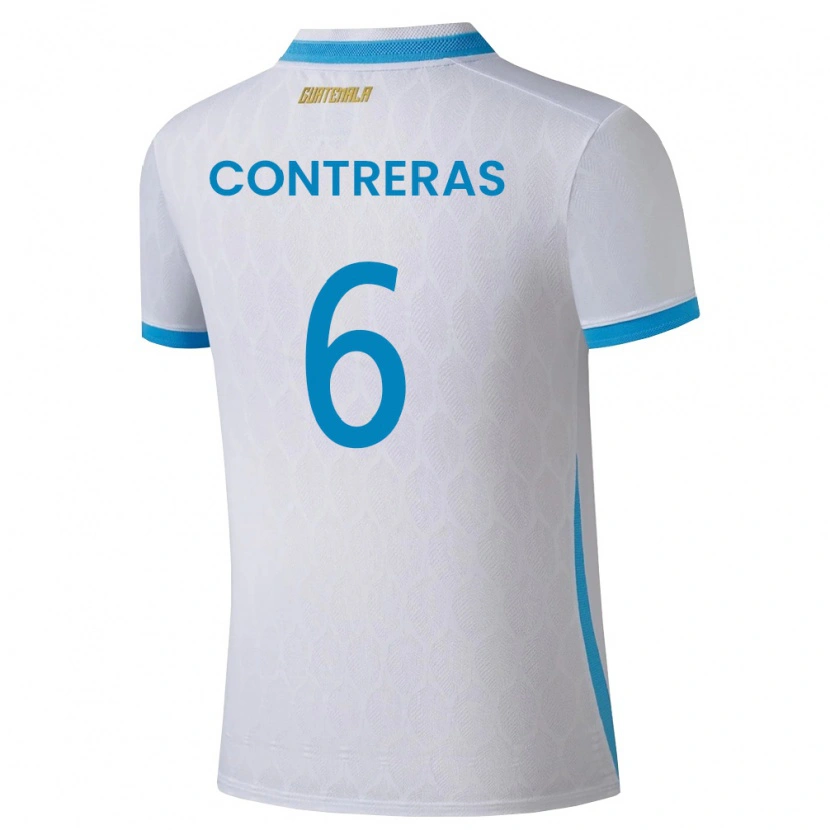 Danxen Kvinnor Gwatemala María Contreras #6 Vit Himmelblå Guld Hemmatröja Matchtröjor 26-28 Tröjor T-Tröja