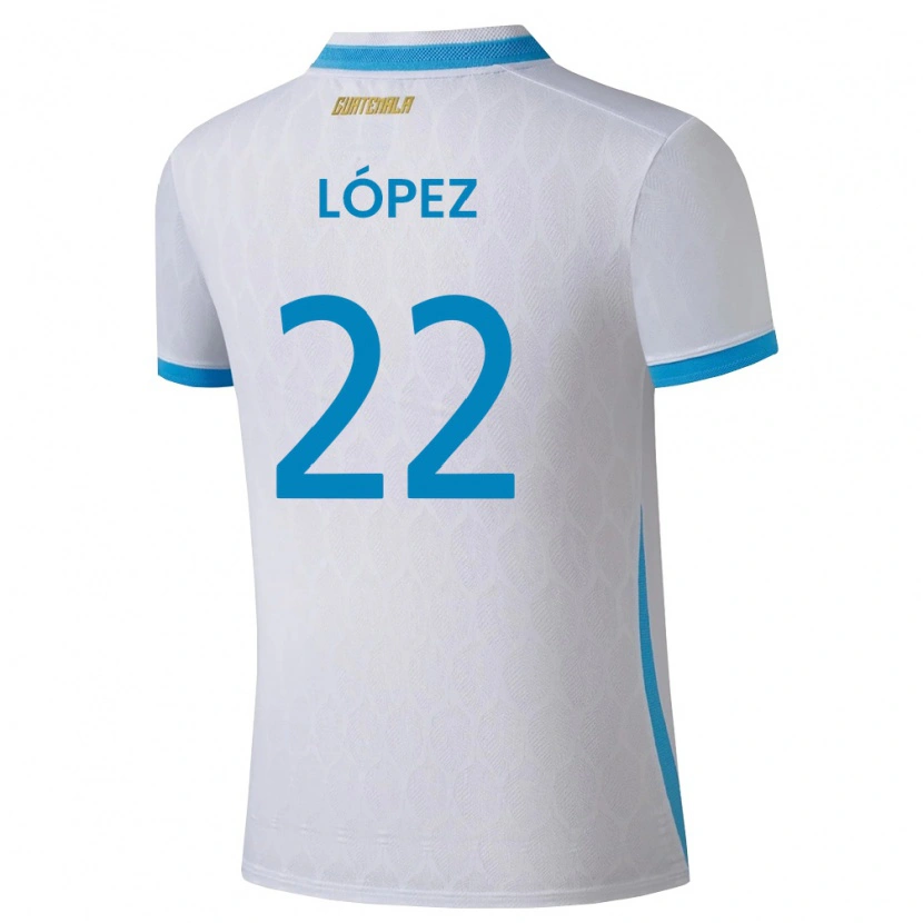 Danxen Kvinnor Gwatemala Whitney López #22 Vit Himmelblå Guld Hemmatröja Matchtröjor 26-28 Tröjor T-Tröja