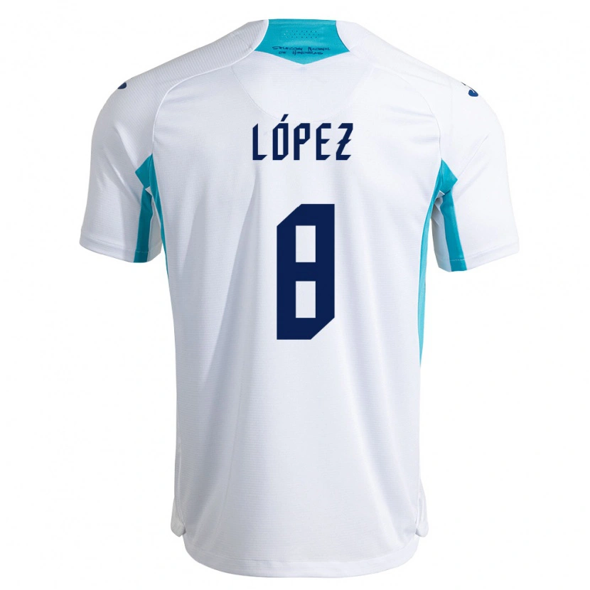 Danxen Kvinnor Honduras Babington López #8 Vit Blå Himmelblå Hemmatröja Matchtröjor 26-28 Tröjor T-Tröja