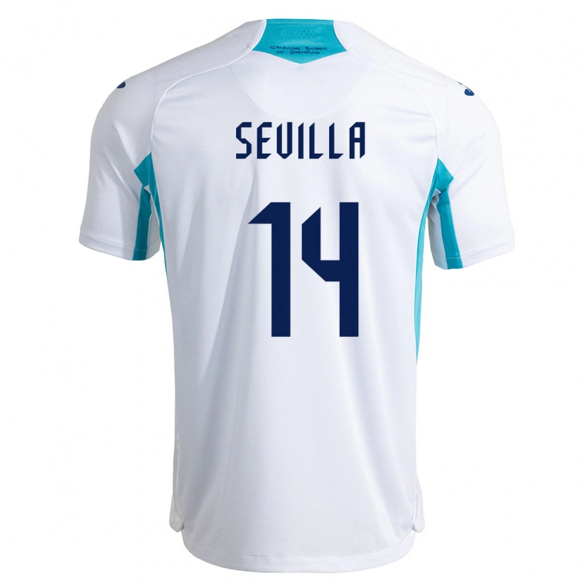 Danxen Kvinnor Honduras César Sevilla #14 Vit Blå Himmelblå Hemmatröja Matchtröjor 26-28 Tröjor T-Tröja