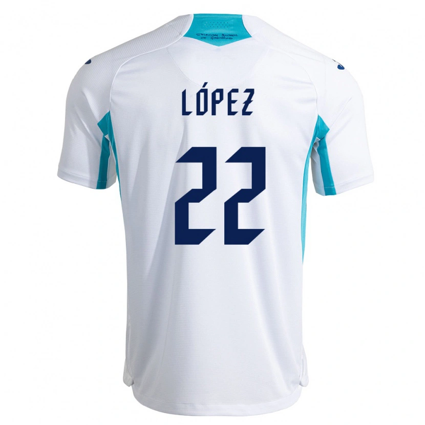 Danxen Kvinnor Honduras Luis López #22 Vit Blå Himmelblå Hemmatröja Matchtröjor 26-28 Tröjor T-Tröja