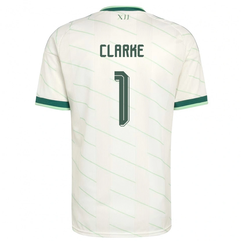 Danxen Kvinnor Nordirland Josh Clarke #1 Vit Grön Bortatröja Matchtröjor 26-28 Tröjor T-Tröja