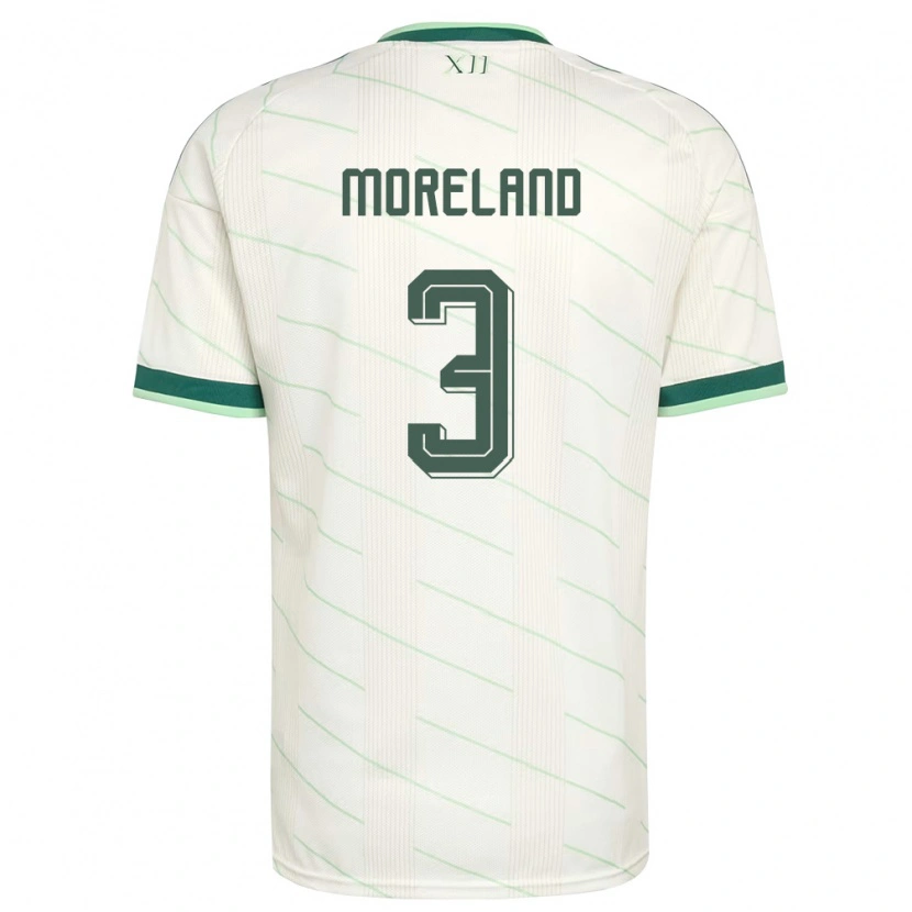 Danxen Kvinnor Nordirland Calum Moreland #3 Vit Grön Bortatröja Matchtröjor 26-28 Tröjor T-Tröja