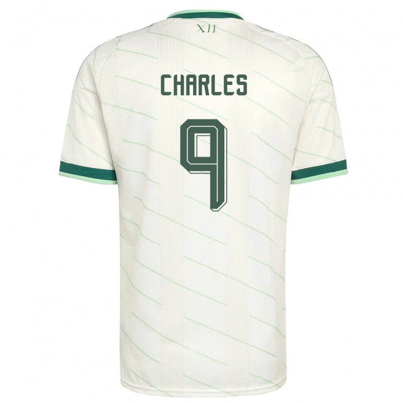 Danxen Kvinnor Nordirland Dion Charles #9 Vit Grön Bortatröja Matchtröjor 26-28 Tröjor T-Tröja