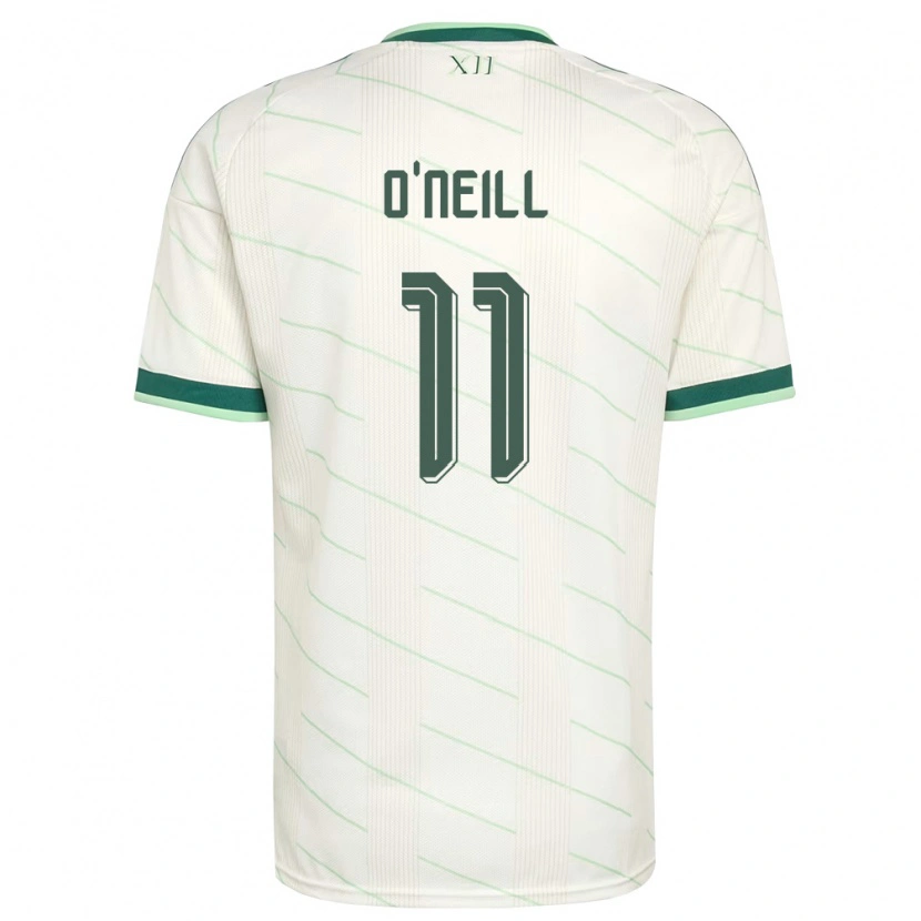 Danxen Kvinnor Nordirland Ceadach O'neill #11 Vit Grön Bortatröja Matchtröjor 26-28 Tröjor T-Tröja