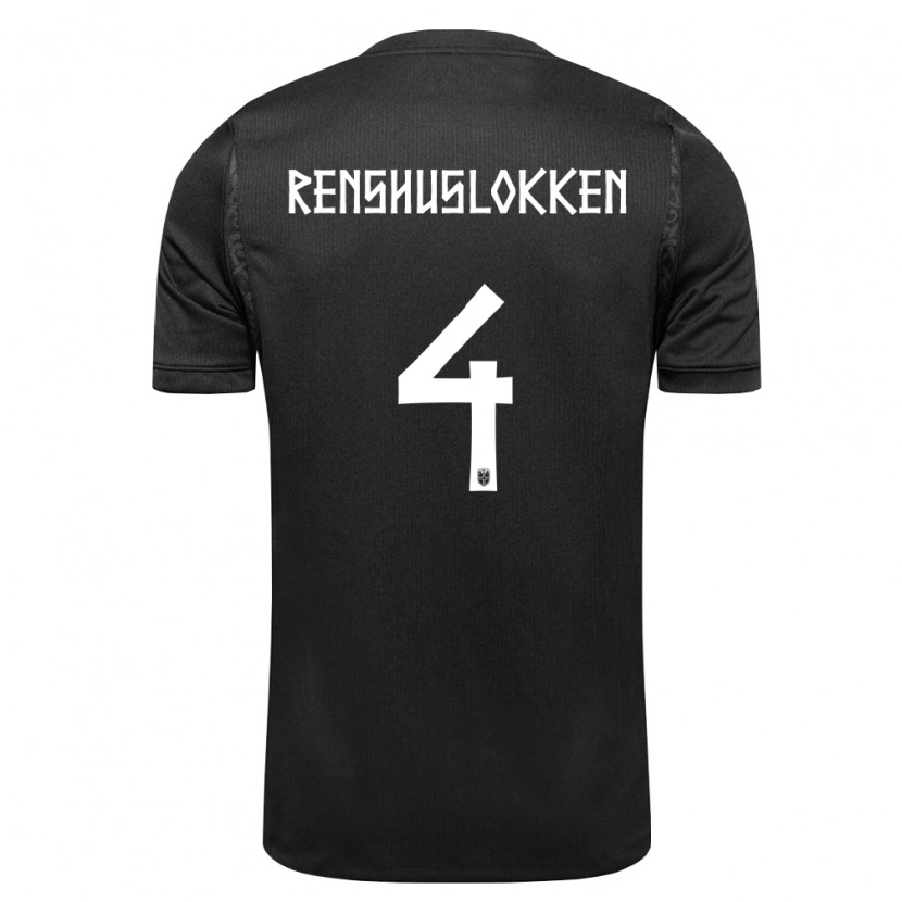 Danxen Kvinnor Norge Jesper Renshusløkken #4 Svart Bortatröja Matchtröjor 26-28 Tröjor T-Tröja